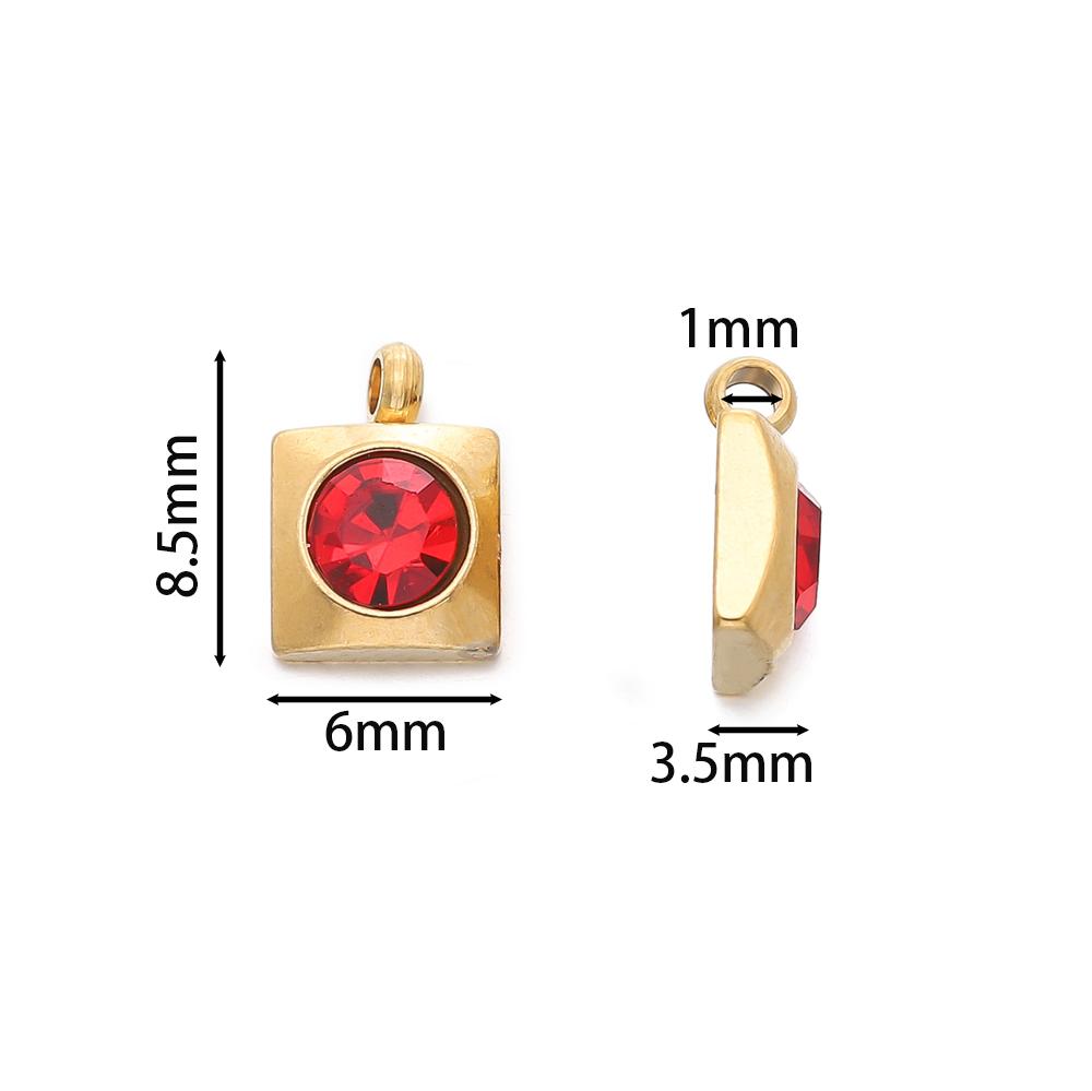 10pcs/Lot Stainless Steel with Crystal Rhinestone Charms Square Shape Pendants for DIY Earrings Necklace Charm Jewelry Making