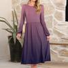 Women's Fashionable Loose Gradient Printed Round-neck Dress