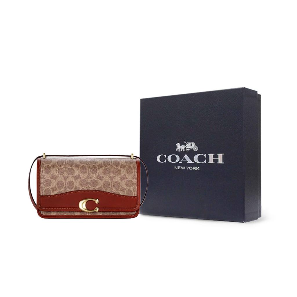 Coach 24 Gold Metal Hardware Pvc Crossbody Shoulder Bag Medium Women Bags Red-Brown CQ668-B4NQ4