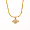 18K Gold-Plated Star & Moon Diamond Pendant Stainless Steel Necklace for Women
