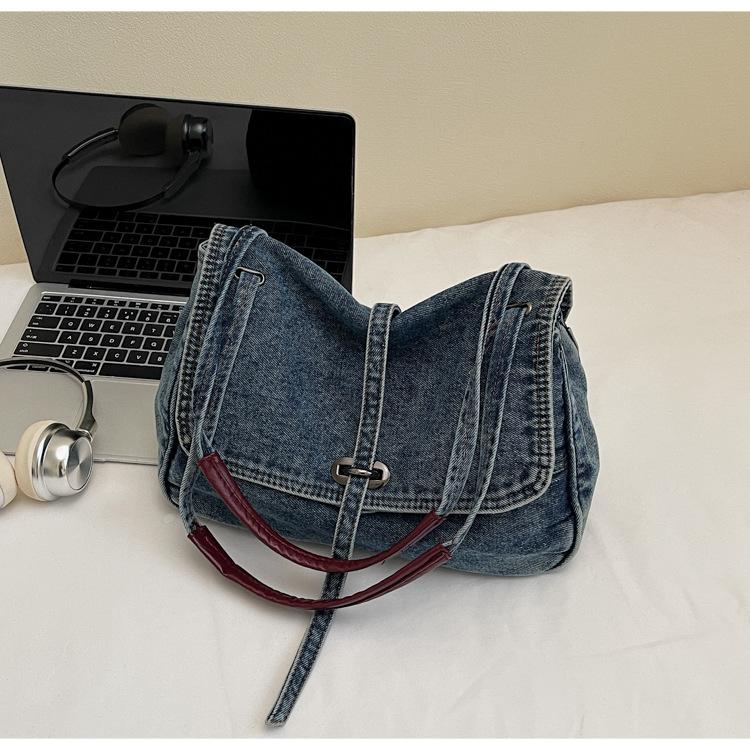 Denim bag women's 2025 summer new fashion high-value literary and artistic style shoulder messenger bag portable messenger bag