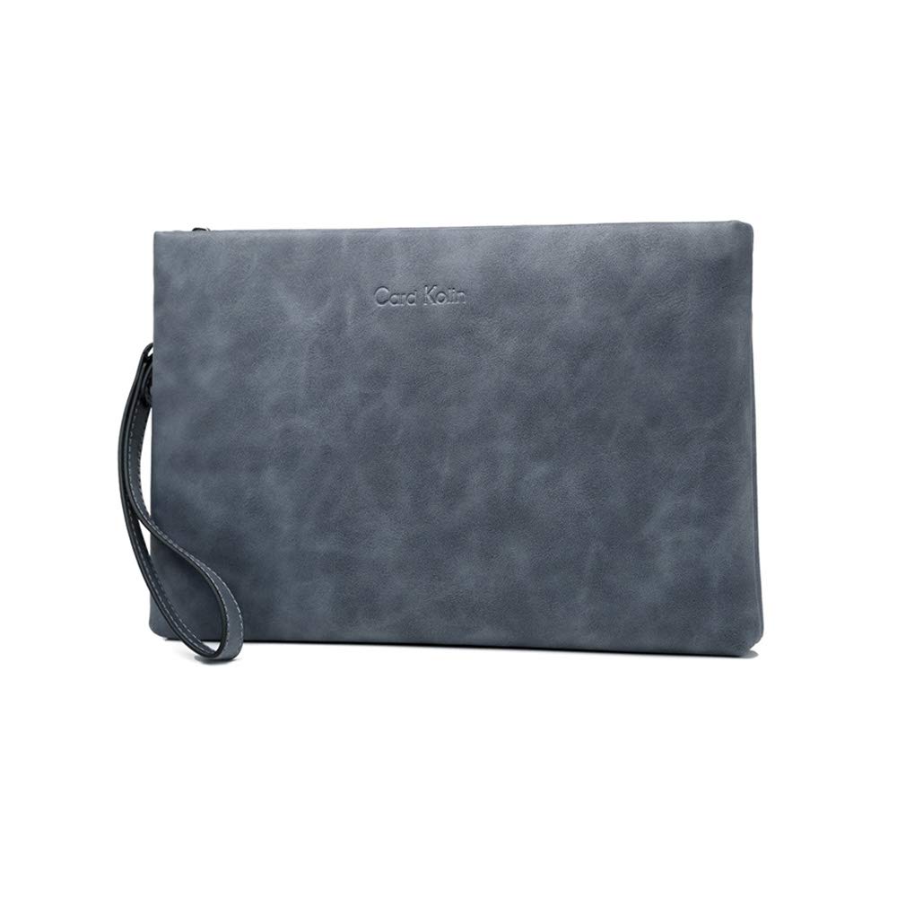 Whatna Leather Clutch Bag B5 6 Card Slots Coin Purse Business Casual Formal Wedding Ceremony Wedding Reception Bag for Men Blue Gray Black 9972 2-way