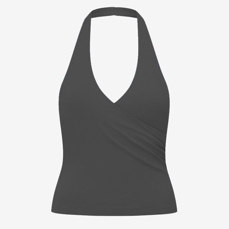 

Hanging Neck Yoga Clothes Top Women s Sports Bra Vest Cross Push up With Chest Pad Nude Feel Slimming Beauty Back Can Be Worn outside Dark gray S