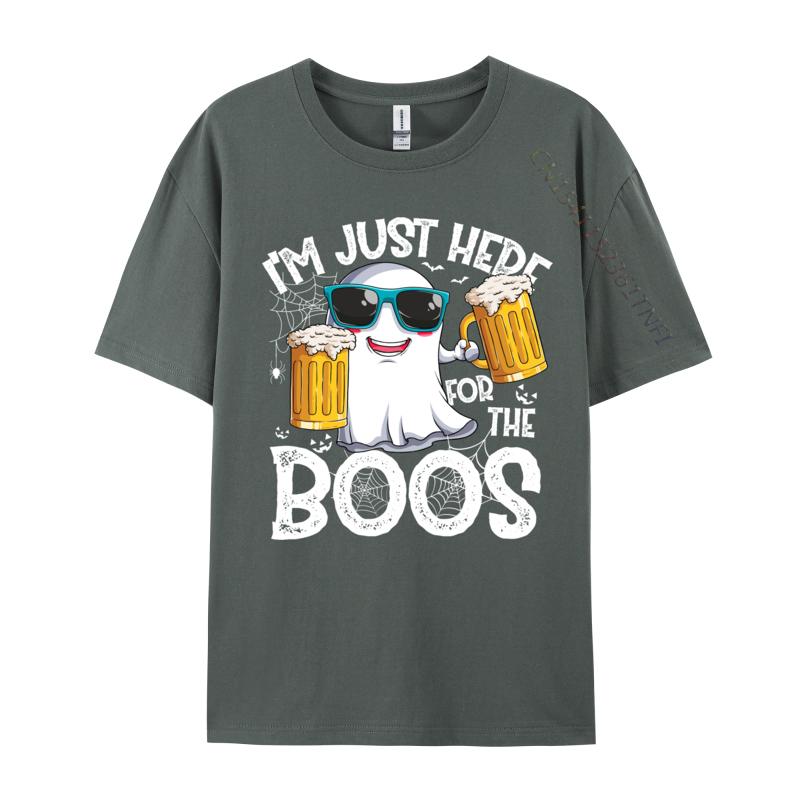 I Im Just Here For The Boos Funny Halloween Ghost Personalized Autumn Pure Cotton Tops & Tees Crazy T Shirts