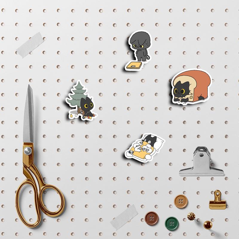 Black Kitten Cartoon Stickers - 100 Cute Meow Star Patterns for Phones