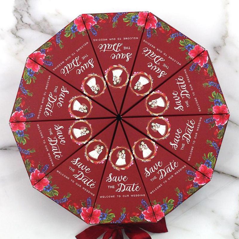 10 PCS/Lot Triangle Shape Wedding Party Favor Boxes Creative Chocolate Candy Storage Packaging Boxes Cake-shaped Sugar Boxes