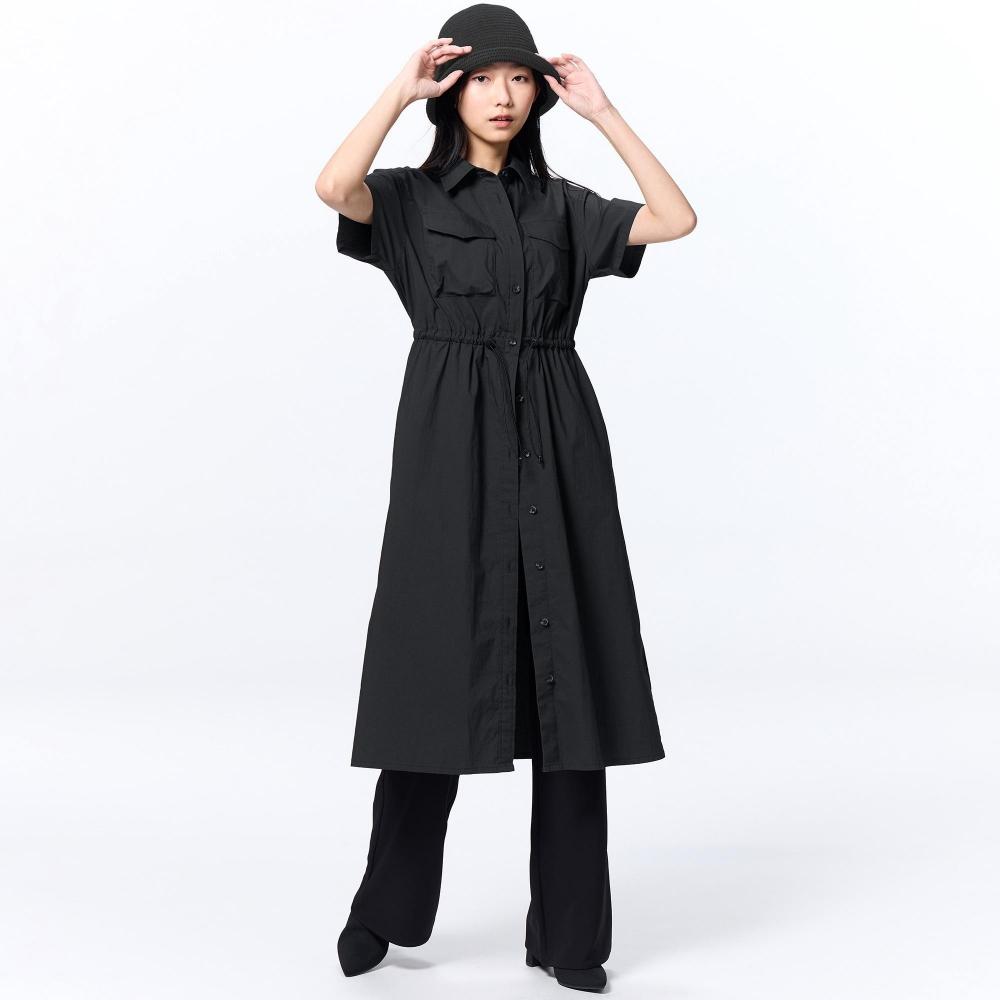 

Рабочее платье-рубашка GU by Uniqlo с короткими рукавами Q