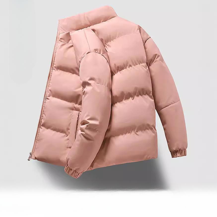 Autumn and Winter Couples Solid Color Stand Collar Cotton-padded Jacket, Thick Cotton To Keep Warm