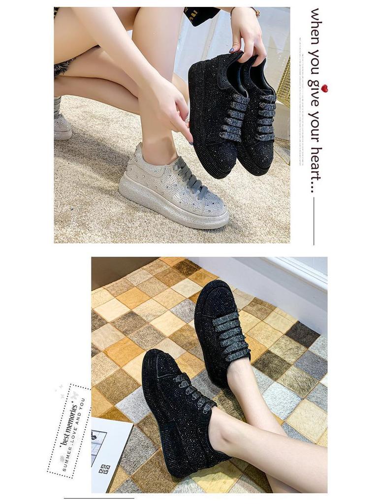 Women's 2024 European Rhinestone Dad Shoes - Thick-Soled Casual Platform Sneakers