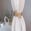 Punch-Free Metal Curtain Tieback Golden Peacock Fake Feathers Design Curtain Tie Back Decorative for Sheer Thick Curtains Home Decor