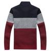 Men's Long-sleeved Stand-up Collar Colorblock Plush Thickened Cardigan Sweater Slim Fit Casual Sweater