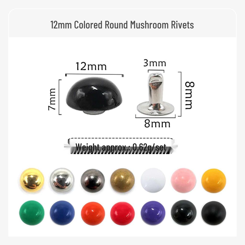 Metal Double-Sided Mushroom Rivet: Half-Round Head Snap Button for Leather Bags & Shoes