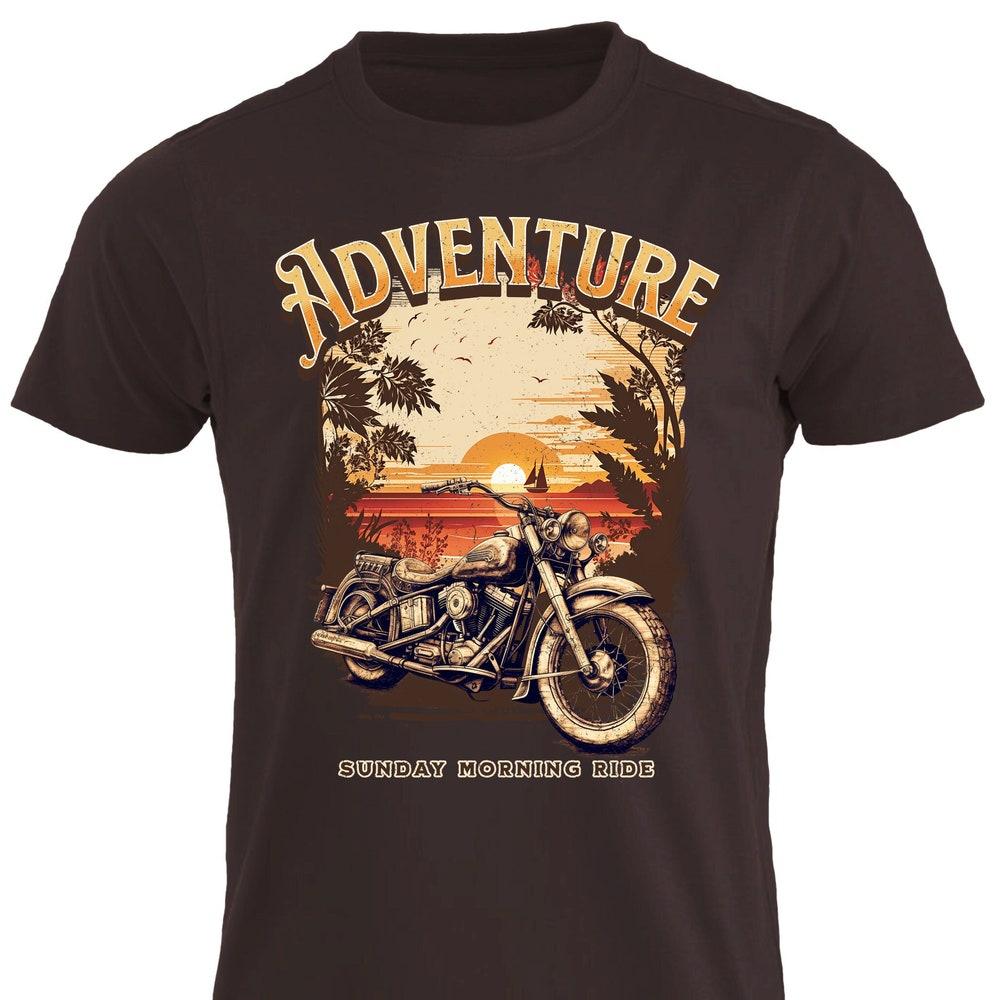 Adventure Sunday Morning Ride Motorcycle T-shirt Motorbike Bike Chopper Tee Cafe Racer Biker Tshirt Biker Dad Grandad Outdooractive Camping XXXL