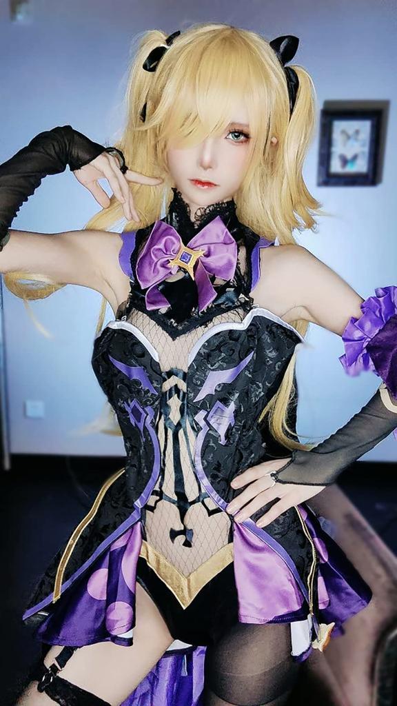 [NOKIJP] Genshin Impact Cosplay Kostüm: Fischl Mond, Prinzessin der Verdammnis! Genshin-Einschlag: Der Phantomrabe (Fischl, M)