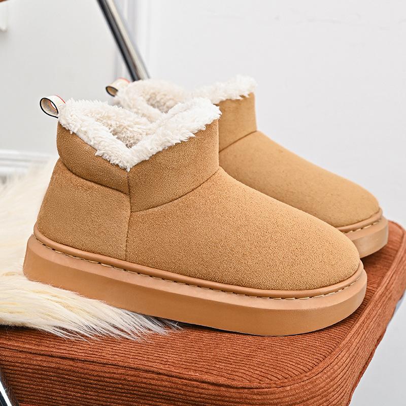 Winter New Simple Bag Heel Cotton Shoes Men's Piled Thickened Warm Thick-soled Fluffy Cotton Boots Women's Winter