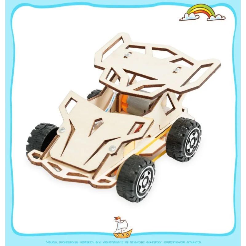 DIY Wooden Remote Control Car Wooden Four Wheel Drive Racing Assembling Science Experiment Kits  Educational Toy