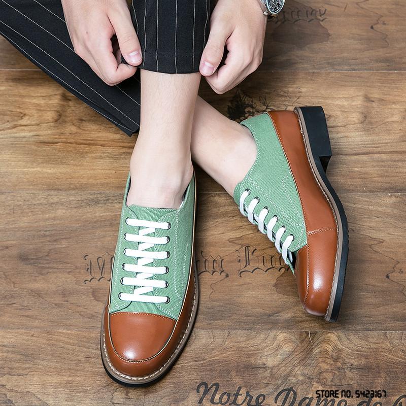 Luxus Stylist Kleid Abschlussball Hochzeitsparty Leinwand Mit Lederschuhen Für Herren Mischfarbe Semi-Formale Slipper Zapatos Hombres Schuhwerk