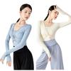 Women's Chinese Classical Dance Practice Outfit - Long Sleeve Top, Modern Slimming Design
