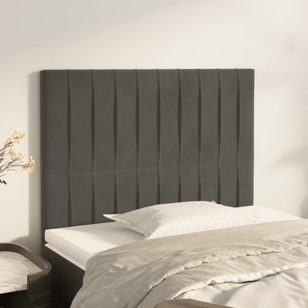 Vidaxl Bed Headboards, 2 Pcs, Dark Gray, 100X5X78/88Cm, Velvety