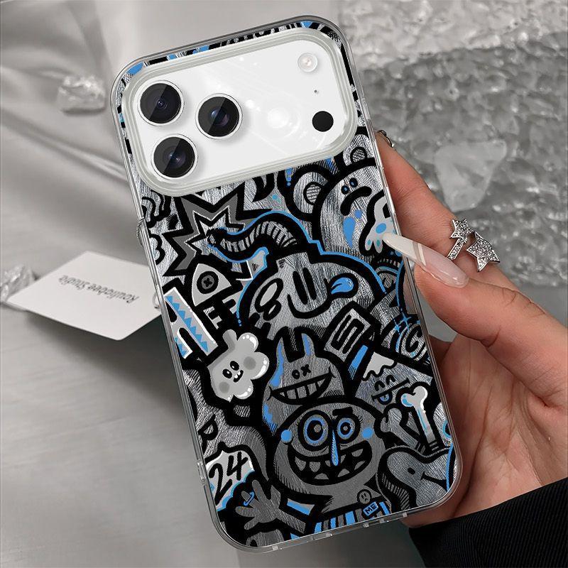 Graffiti Cartoon Hard Shell Case for Apple iPhone 13, 14, 15, 16Plus, 17Pro