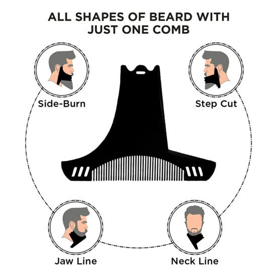 Men Beard Comb 6-In-1 Beard Shaper Moustache Styling Template Beard Trimmer Guide Shaping Salon Tools Barber Accessories