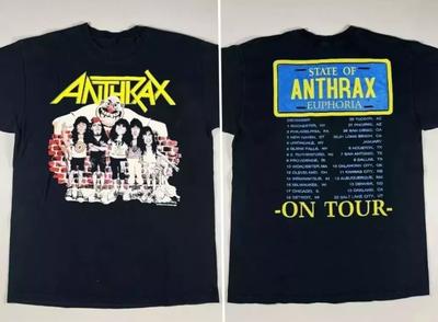 Anthrax On Tour 1987 T-Shirt 80S Anthrax Heavy Metal Band Shirt Double Sides