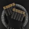 5/10 Pairs Black Anti-slip High-end Alloy Chopsticks, Household Anti-mold Chopsticks, Light Luxury Black Tableware Set