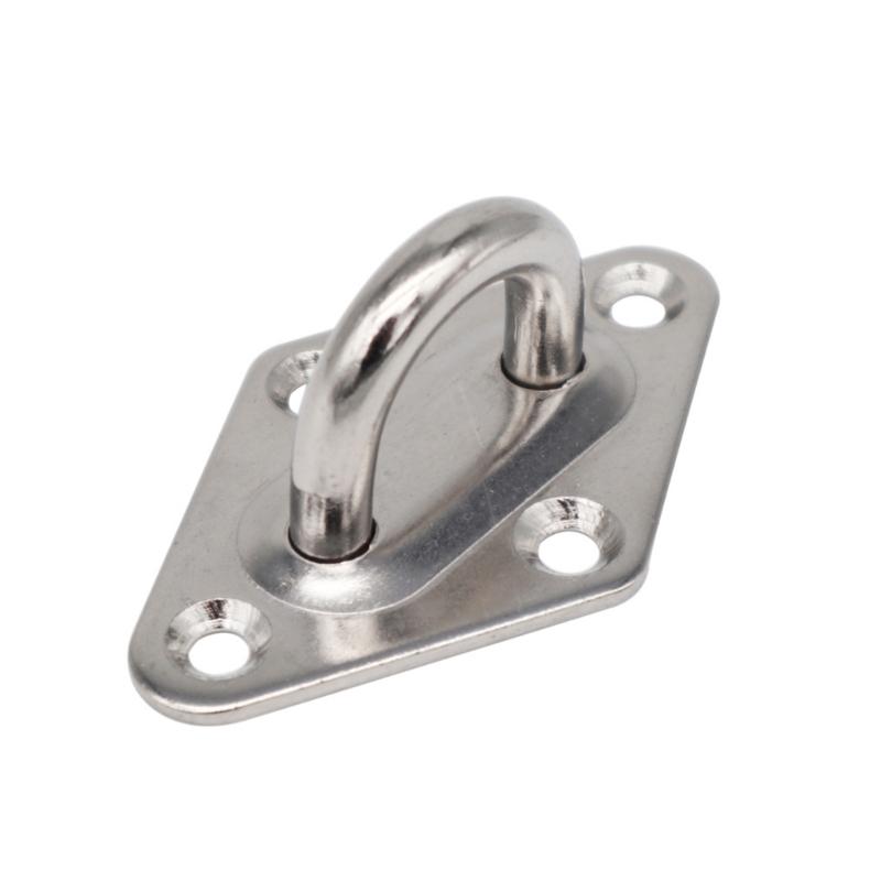 Hanging Mount Hardware Kit with Stainless Steel Pad Eye Plate and Snap Hook Set, 2 Pack 4-Hole Base for Wall Use