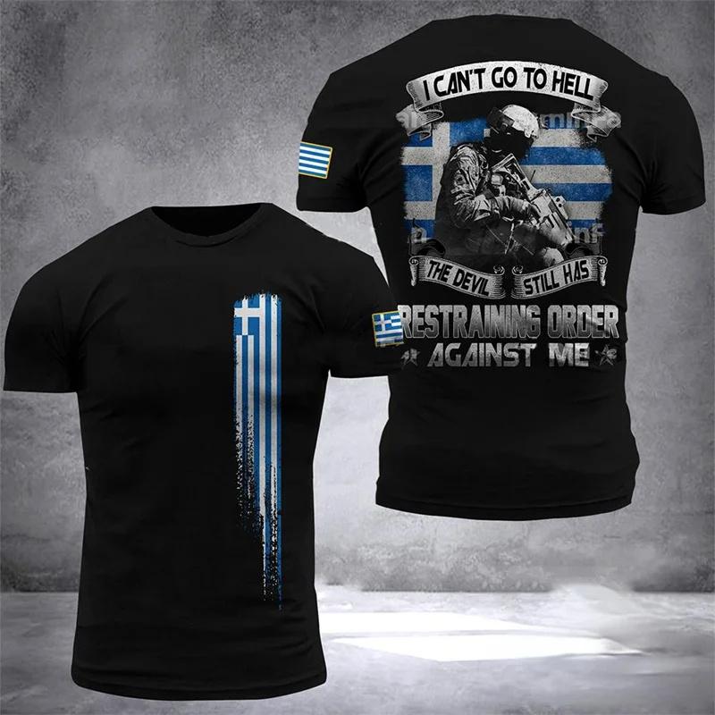 ETST25 Hellas Totem Griekenland Embleem Grafische T-shirts Herenkleding 3D Print Griekse Nationale Vlag T-shirt Mode Streetwear Tops T-shirt 5XL
