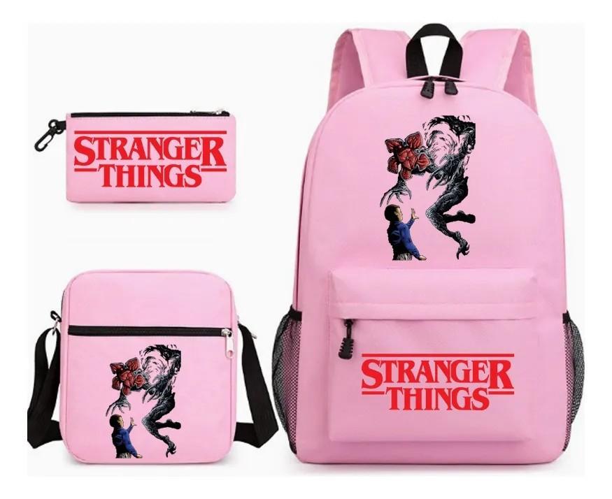 3 Piece School Backpack Set for Students Large Capacity Oxford Cloth Schoolbag with Shoulder Strap and Pencil Case