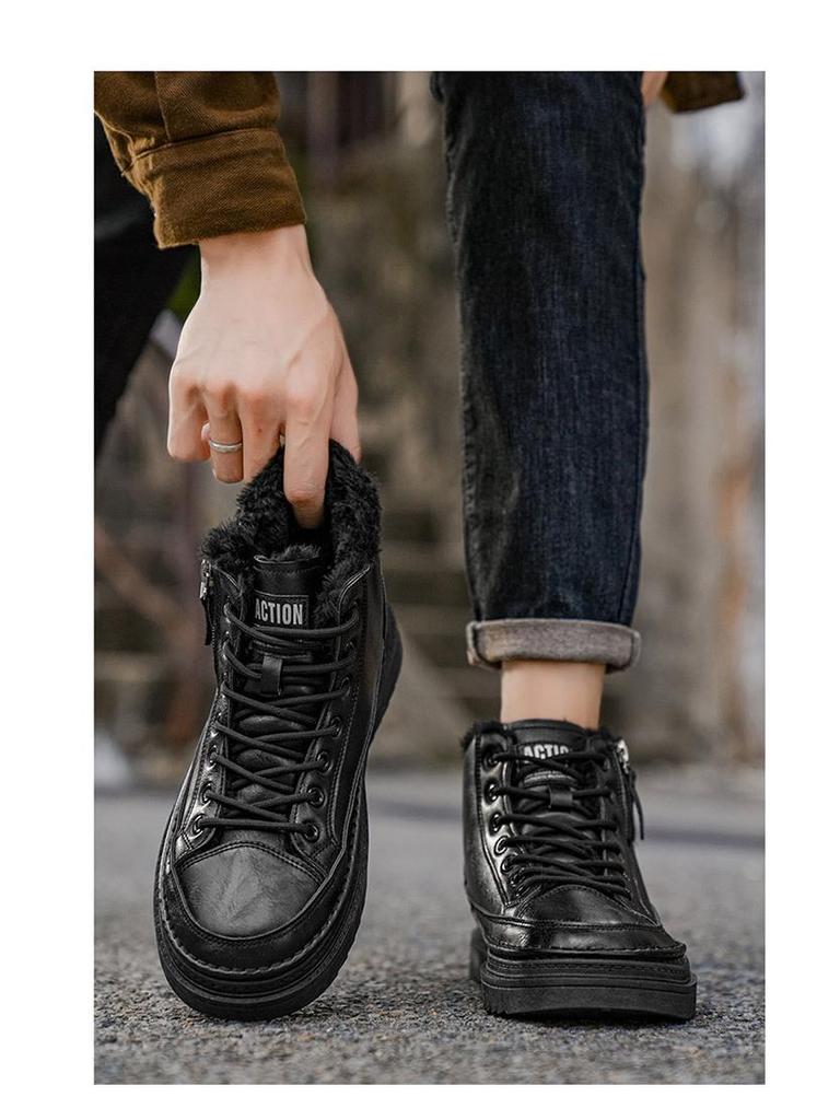 Men's Winter Fleece-Lined Waterproof Non-Slip Martin Boots - Warm, Durable, and Versatile.