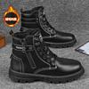 Men's Short Boots for Autumn\winter High Top Lace Up Workwear Shoes Outdoor Casual Mens Boots Side Zipper Mid Top Leather Shoes