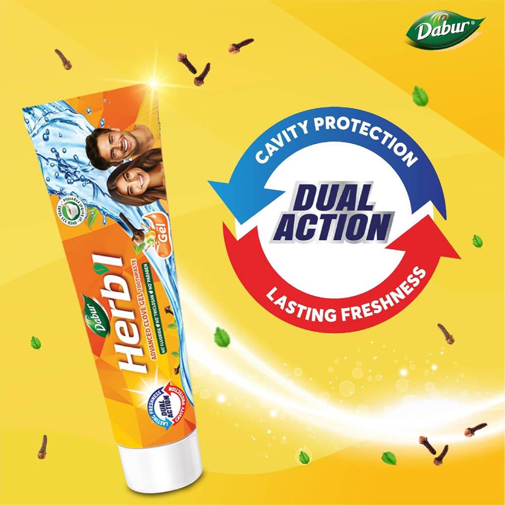 Kräuter Nelken- und Minzgel Zahnpasta + KOSTENLOSE Zahnbürste 150 g Dabur Herb'l Advanced Zahnpasta