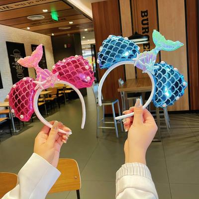 New Headband Hair Accessories for Women with High Skulls, Cute and Funny Mermaid Cartoon Headband Hair Accessories, Amusement Park