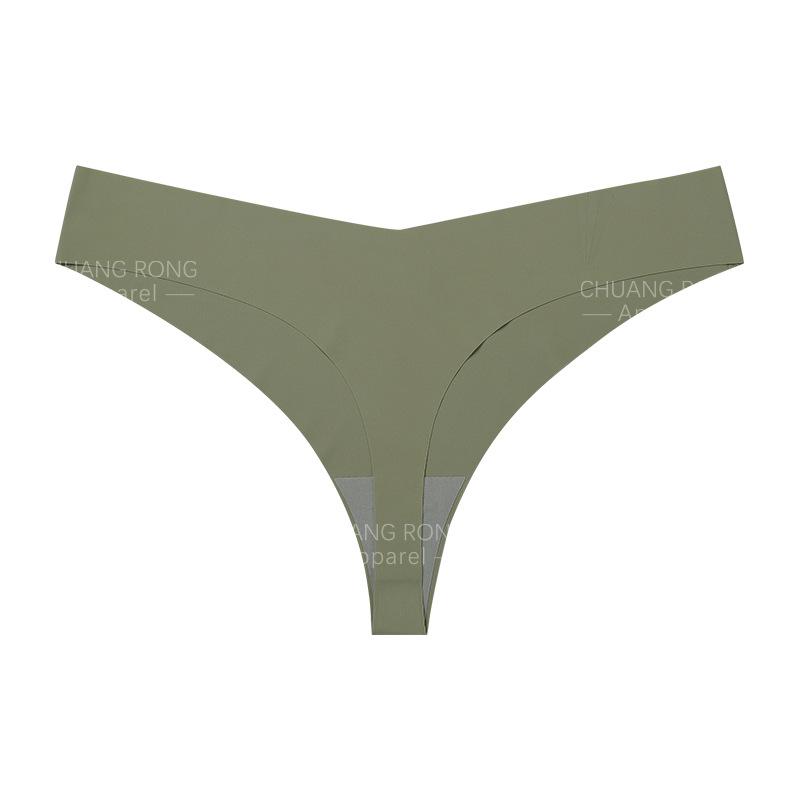 

One-piece seamless ice silk panties sexy low-rise Panty nude feeling breathable and comfortable fitness thong women S темно-зеленого