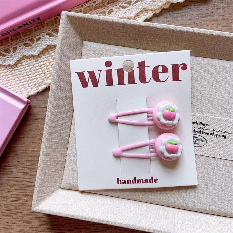 2pcs/set Cute Fruit Hair Clip for Kids Strawberry Hairclip Girls Elastic Hair Tie Baby Small Hair Rubber Bands Kawaii Hairpin