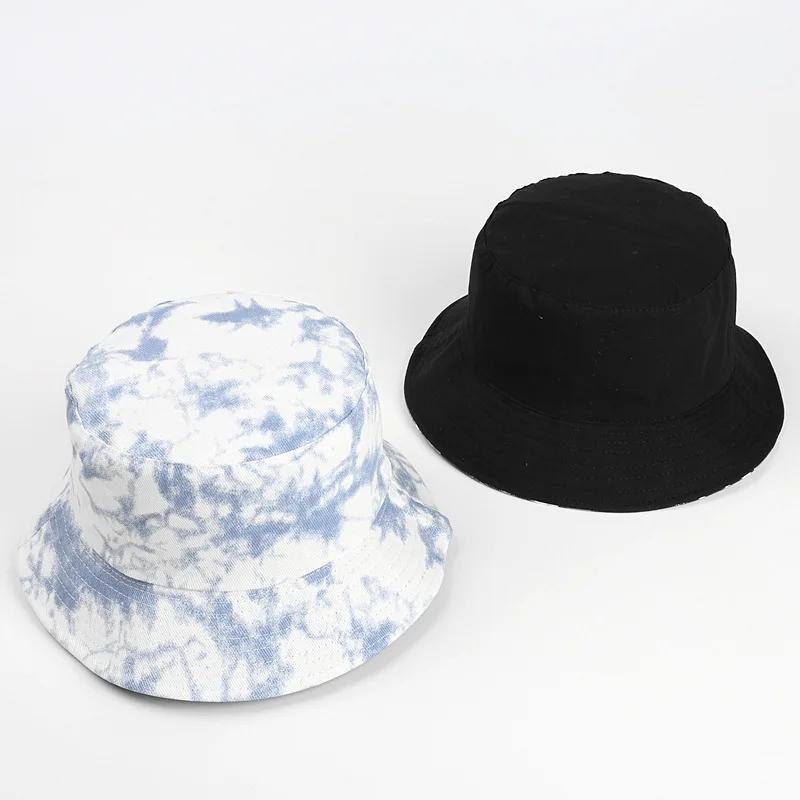 New Unisex Outdoor Tie Dye Fisherman's Hat Personality Women Double Sided Bucket Cap Europe Men Uv Protection Panama Sun Caps