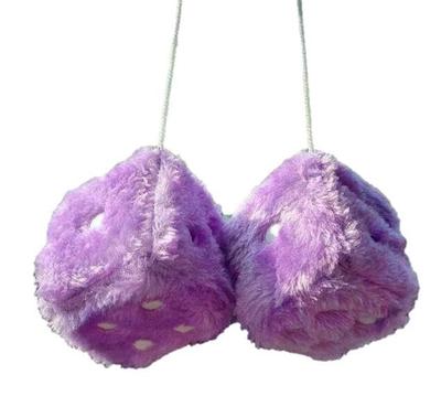Speed Mao Cute Fluffy Dice Plush Toy for Rearview and More Car, Mirror, (Light Purple)