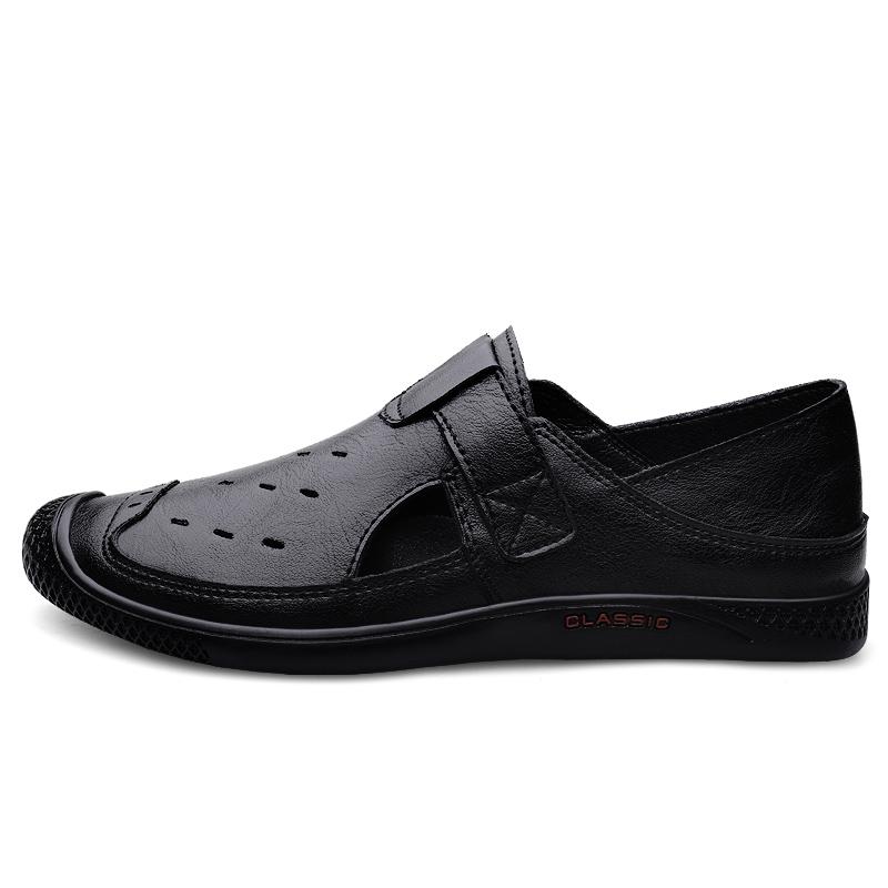 Man Shoes Genuine Leather Men Casual Shoes   Mens Breathable Slip On Black Driving Shoes the  Summer Shoes