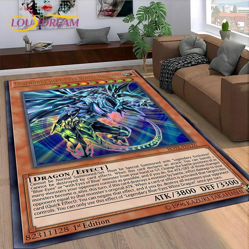 27 Style Yu-Gi-Oh Blue Eyes Dragon Monster Gold Card Cartoon Game Carpet Rug for Bedroom Living Room Home Sofa,Decor Floor Mat