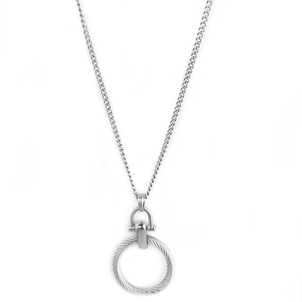 Creative Fashion Trend Round Cable Twisted Circle Pendant Stainless Steel Women's Versatile Clothing Necklace