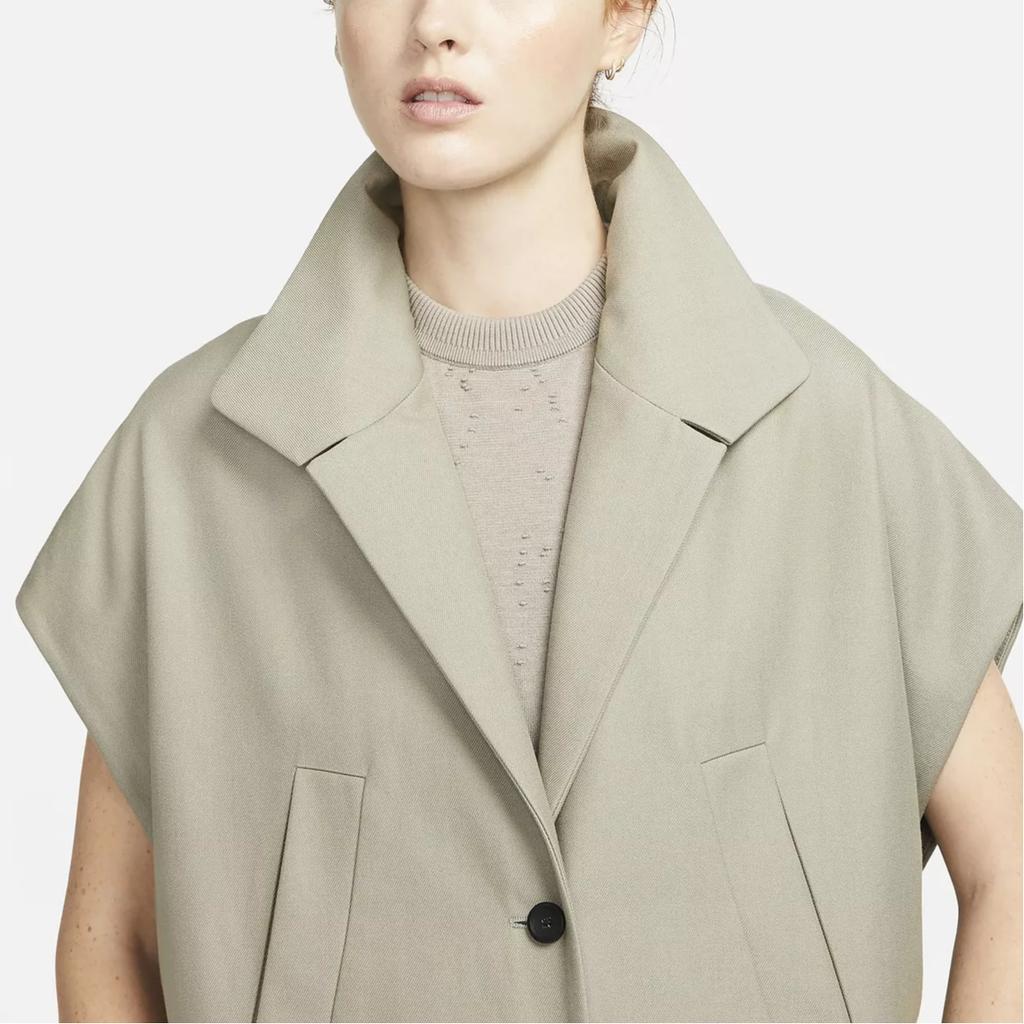 Nike Solid Color Buttonless Sleeveless Windbreaker Women Outerwear Stone DH2957-230