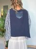 New Printed Crew Neck Loose Casual Batwing Sleeve Top for Women