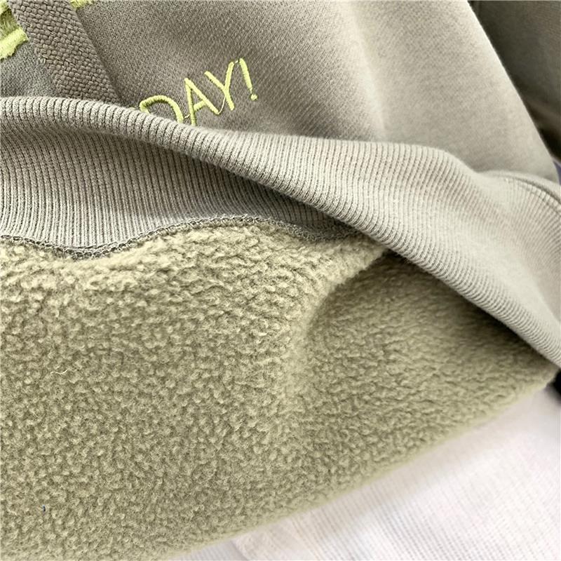 Autumn Winter Women's Patchwork Oversize Sweatshirt Casual Loose Cotton Thick Letter Printing Embroidery Long Sleeve Loose Hoodies Female Streetwear