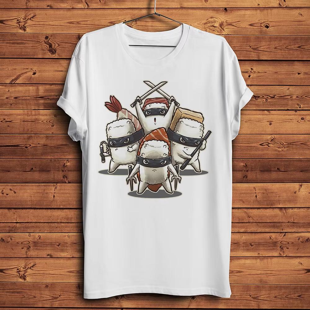 Casual Graphic Tee Unisex Ninja Nigiri Sushi Shinobi Funny Manga Graphic T‑shirt Unisex Washed Cotton O‑neck Short Sleeve Casual Stree Unisex,gift,Top