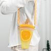 320ml velkokapacitní oranžová láhev na vodu závěsný pásek ovocný design meloun plastový pásek slámka šálek na vodu léto