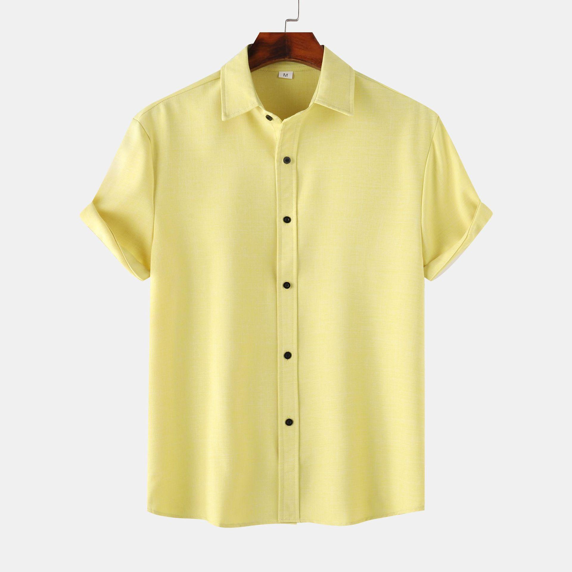 

Men s clothing, summer new men s solid color short-sleeved casual shirt slim-fit shirt TC 3XL
