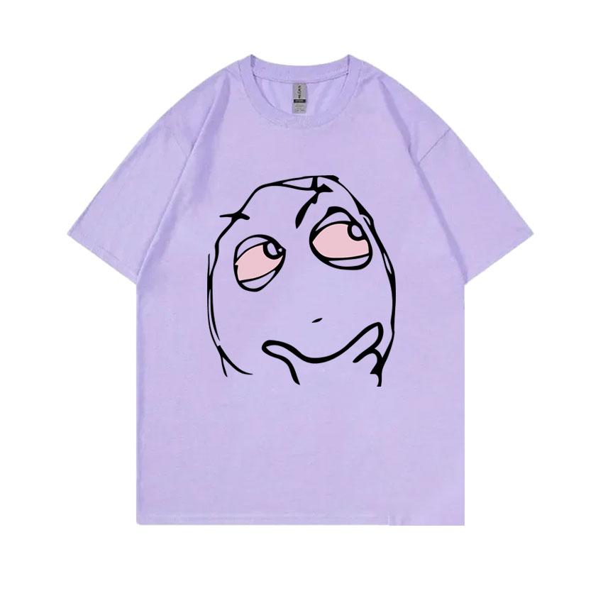 RAGE GUY Funny Meme T Shirt Manga Troll Face Be Me Pensive Red Eyes High Reaction Face T-Shirt Men Women Cotton Oversized Tshirt