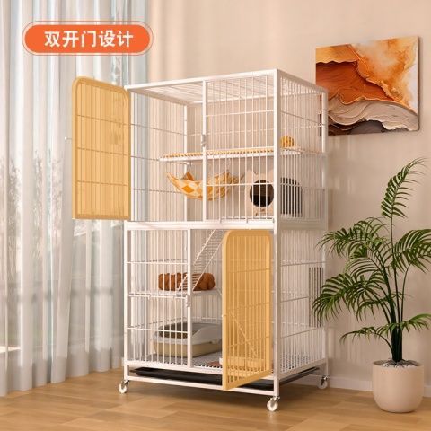 Extra Large Indoor Cat Cage with Toilet for Home Use Reinforced Heavy Duty Four Tier Square Tube Cat Villa