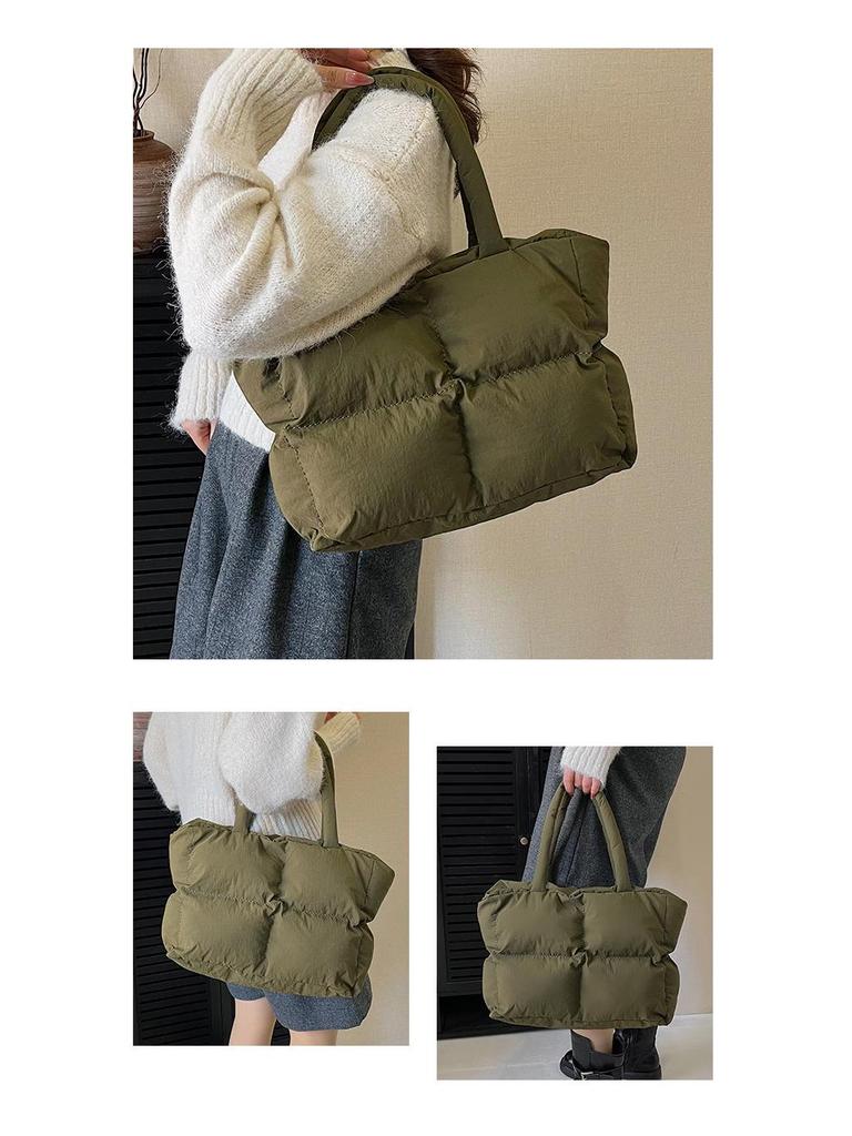 Nylon Padded Down Shoulder Bag 2023: Autumn/Winter Large Capacity Underarm Tote